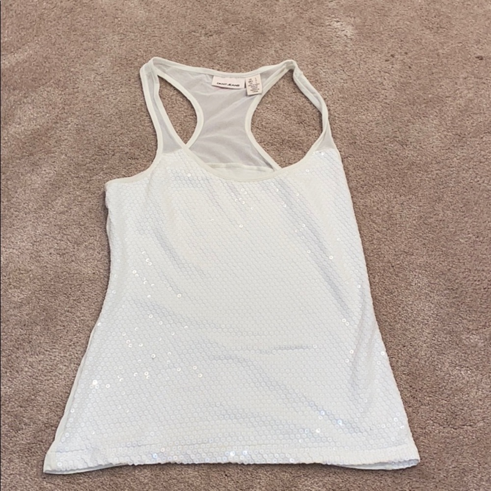 DKNY Off-White sequin tank top